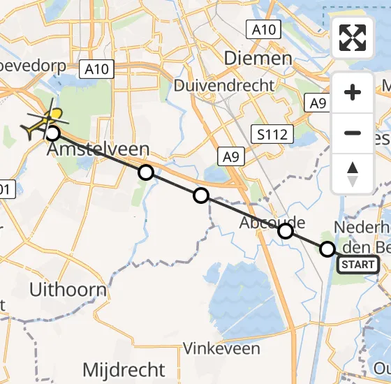 Vlucht Politiehelikopter PH-PXD van Nigtevecht naar Schiphol op woensdag 10 april 2024 2:52