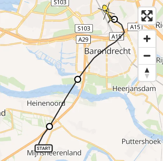 Vlucht Traumahelikopter PH-UMC van Mijnsheerenland naar Rotterdam op dinsdag 16 april 2024 1:34