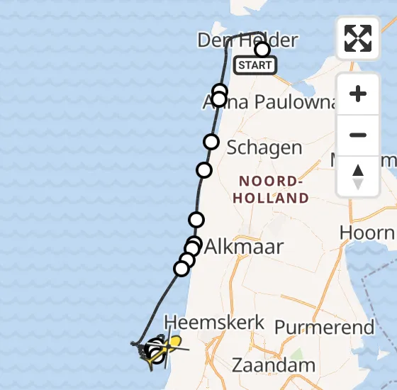 Vlucht Kustwachthelikopter PH-BSR van Vliegveld De Kooy naar IJmuiden op dinsdag 16 april 2024 7:40