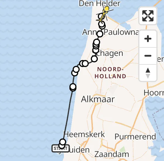 Vlucht Kustwachthelikopter PH-BSR van IJmuiden naar Vliegveld De Kooy op dinsdag 16 april 2024 8:23