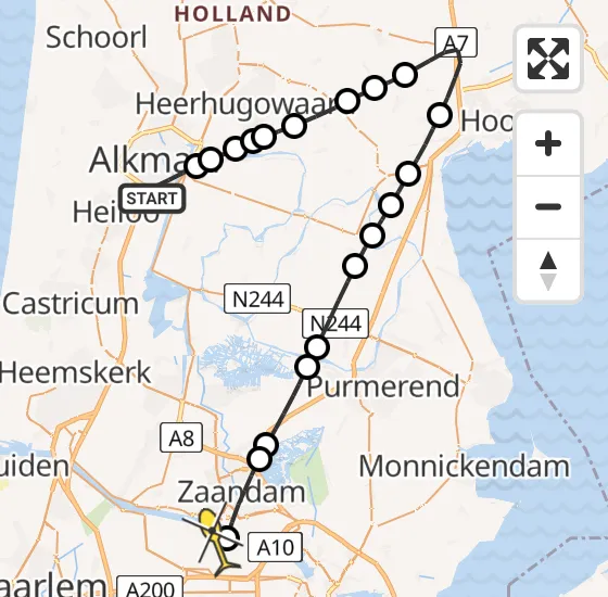Vlucht Traumahelikopter PH-HVB van Alkmaar naar Amsterdam Heliport op dinsdag 16 april 2024 11:27