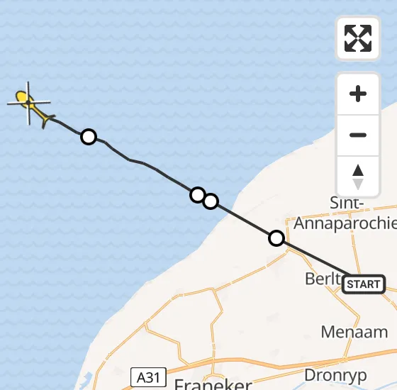 Vlucht Ambulancehelikopter PH-OOP van Berltsum naar Oosterend op dinsdag 16 april 2024 16:38