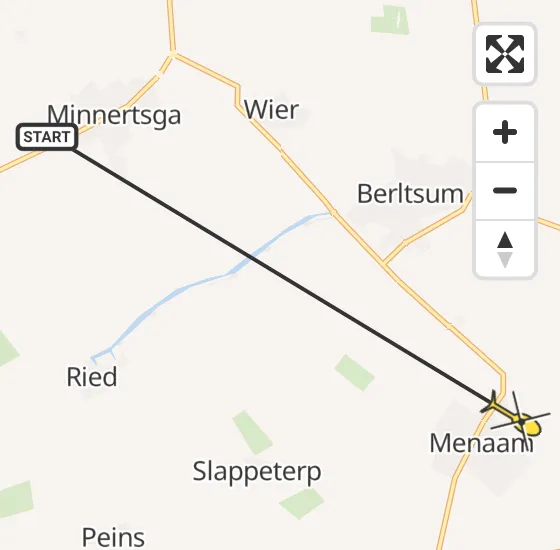 Vlucht Ambulancehelikopter PH-OOP van Minnertsga naar Menaam op woensdag 17 april 2024 1:35