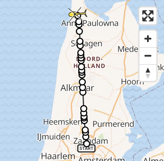 Vlucht Traumahelikopter PH-TTR van Amsterdam Heliport naar Julianadorp op woensdag 17 april 2024 11:32