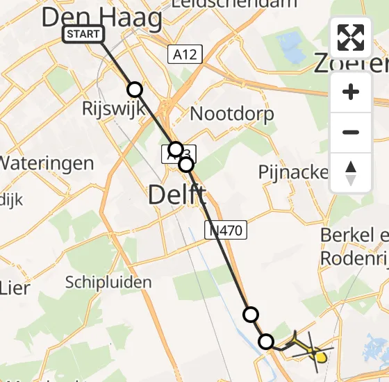 Vlucht Traumahelikopter PH-UMC van Den Haag naar Rotterdam The Hague Airport op woensdag 17 april 2024 22:17