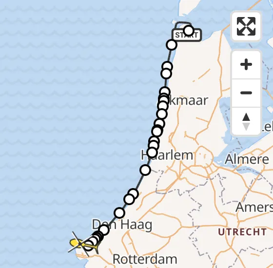 Vlucht Kustwachthelikopter PH-NCG van Vliegveld De Kooy naar Maasvlakte op donderdag 18 april 2024 7:09