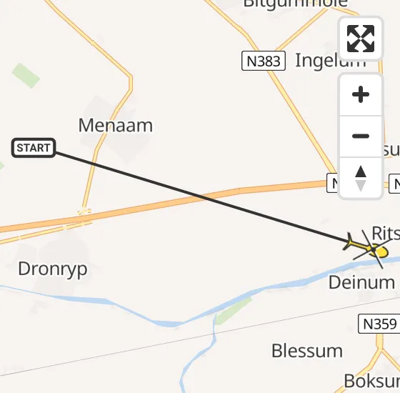 Vlucht Ambulancehelikopter PH-OOP van Menaam naar Deinum op donderdag 18 april 2024 9:25