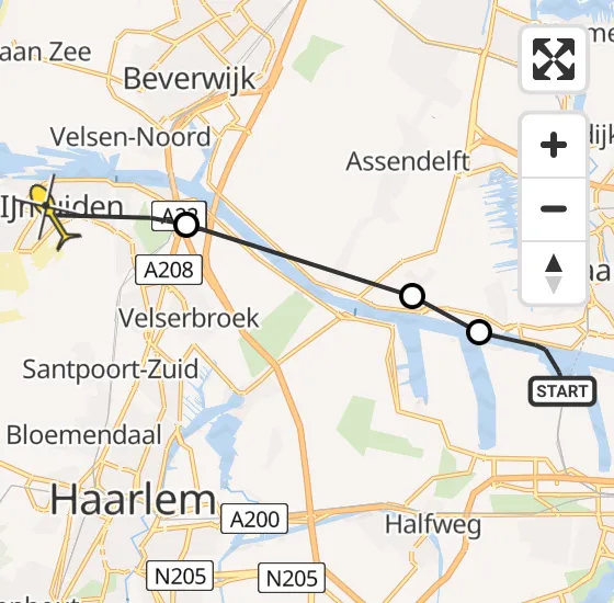 Vlucht Traumahelikopter PH-TTR van Amsterdam Heliport naar IJmuiden op vrijdag 19 april 2024 13:18