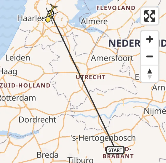 Vlucht Traumahelikopter PH-LLN van Schijndel naar Amsterdam Heliport op zaterdag 20 april 2024 10:50