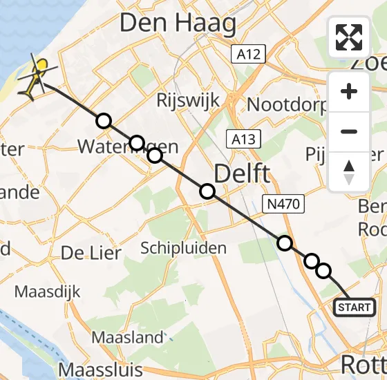 Vlucht Traumahelikopter PH-UMC van Rotterdam The Hague Airport naar Den Haag op maandag 22 april 2024 20:24