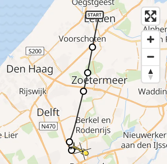 Vlucht Traumahelikopter PH-UMC van Leiden naar Rotterdam The Hague Airport op maandag 22 april 2024 21:55