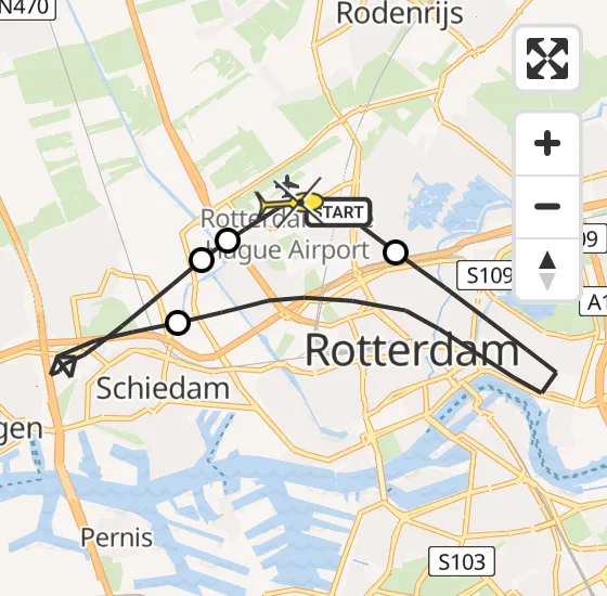 Vlucht Traumahelikopter PH-UMC van Rotterdam The Hague Airport naar Rotterdam The Hague Airport op dinsdag 23 april 2024 6:19