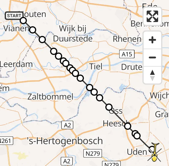 Vlucht Traumahelikopter PH-LLN van Nieuwegein naar Vliegbasis Volkel op dinsdag 23 april 2024 7:31