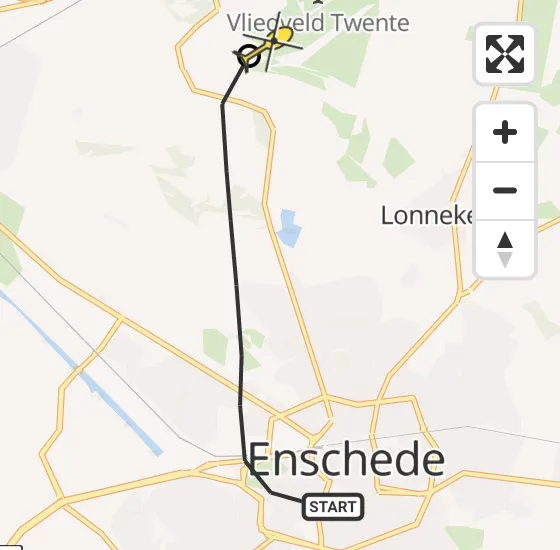 Vlucht Traumahelikopter PH-DOC van Enschede naar Twente Airport op dinsdag 23 april 2024 8:38
