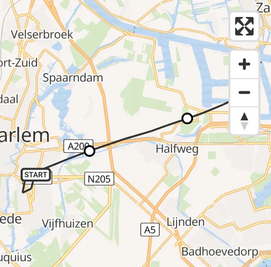 Vlucht Traumahelikopter PH-TTR van Haarlem naar Amsterdam Heliport op dinsdag 23 april 2024 8:52