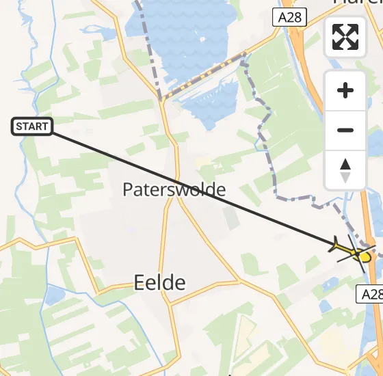 Vlucht Ambulancehelikopter PH-OOP van Paterswolde naar Eelde op dinsdag 23 april 2024 10:37