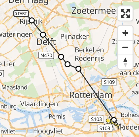 Vlucht Traumahelikopter PH-UMC van Den Haag naar Rotterdam op dinsdag 23 april 2024 13:41