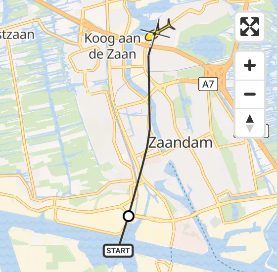 Vlucht Traumahelikopter PH-TTR van Amsterdam Heliport naar Zaandam op dinsdag 23 april 2024 14:11