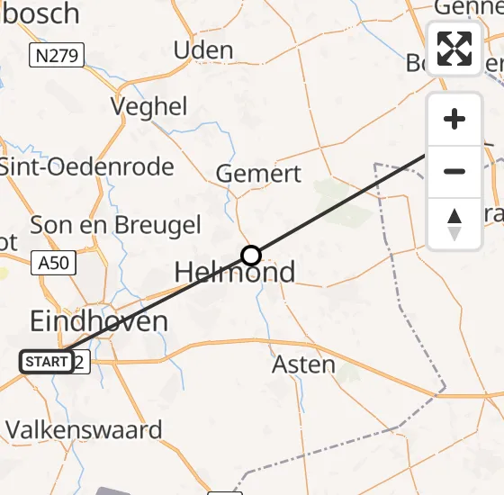 Vlucht Politiehelikopter PH-PXE van Veldhoven naar Overloon op dinsdag 23 april 2024 14:13