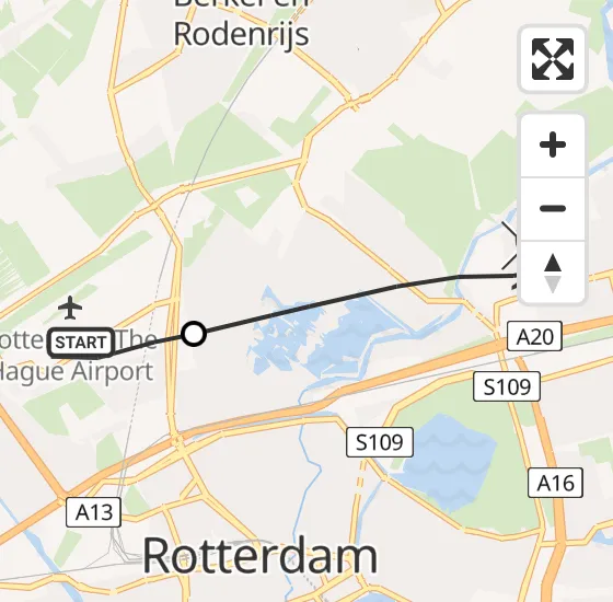 Vlucht Traumahelikopter PH-UMC van Rotterdam The Hague Airport naar Rotterdam op woensdag 24 april 2024 8:36