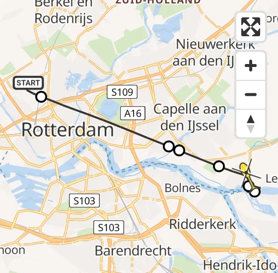 Vlucht Traumahelikopter PH-UMC van Rotterdam The Hague Airport naar Krimpen aan de Lek op woensdag 24 april 2024 21:19