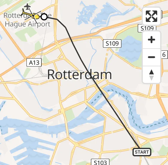 Vlucht Traumahelikopter PH-UMC van Rotterdam naar Rotterdam The Hague Airport op woensdag 24 april 2024 22:59