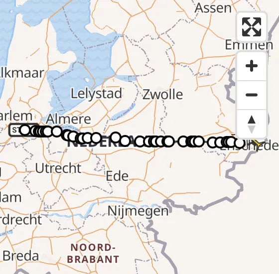 Vlucht Politiehelikopter PH-PXX van Schiphol naar Twente Airport op donderdag 25 april 2024 8:44