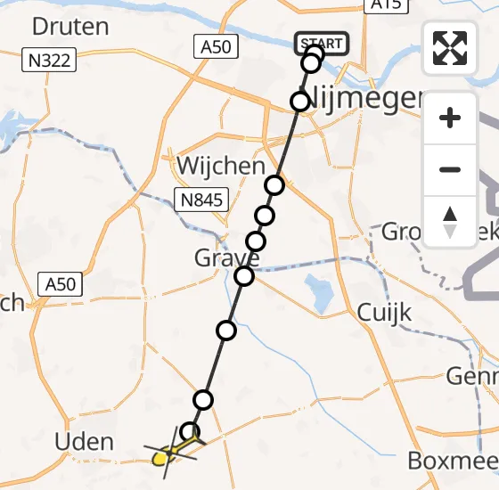 Vlucht Traumahelikopter PH-LLN van Oosterhout naar Vliegbasis Volkel op donderdag 25 april 2024 8:57