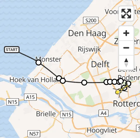 Vlucht Kustwachthelikopter PH-BSR van  naar Rotterdam The Hague Airport op donderdag 25 april 2024 9:03