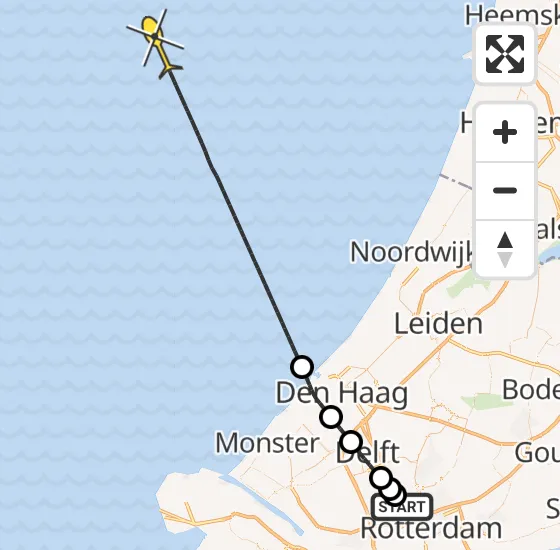 Vlucht Kustwachthelikopter PH-BSR van Rotterdam The Hague Airport naar  op donderdag 25 april 2024 9:48