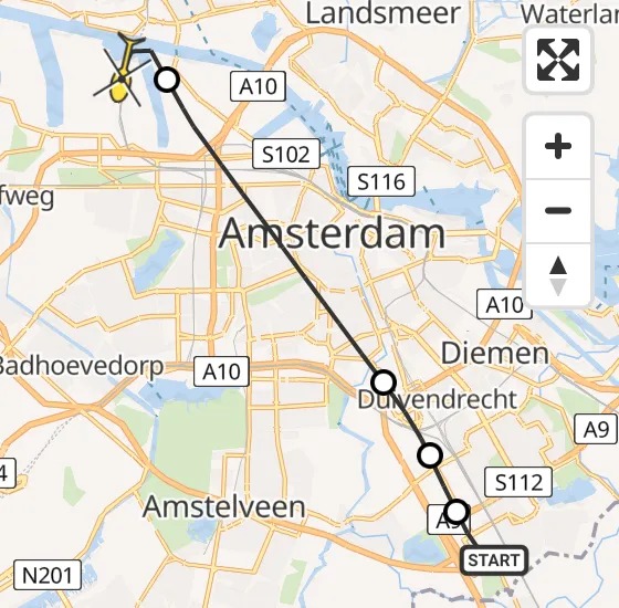 Vlucht Traumahelikopter PH-TTR van Academisch Medisch Centrum (AMC) naar Amsterdam Heliport op donderdag 25 april 2024 9:58