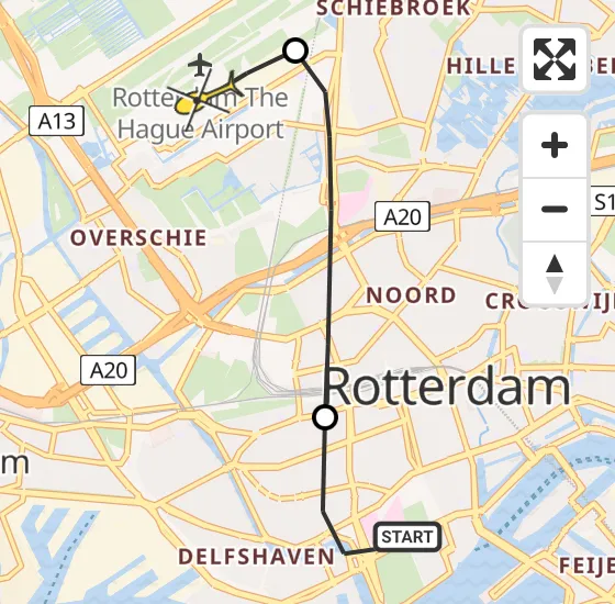 Vlucht Traumahelikopter PH-UMC van Erasmus MC naar Rotterdam The Hague Airport op donderdag 25 april 2024 12:12