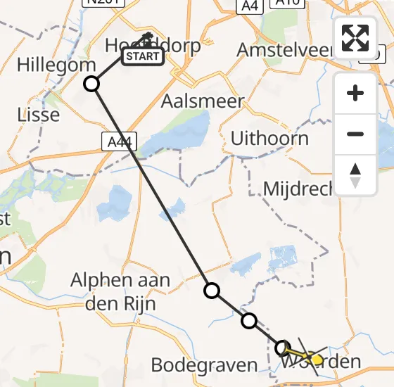 Vlucht Politiehelikopter PH-PXA van Hoofddorp naar Woerden op donderdag 25 april 2024 14:14