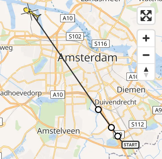 Vlucht Traumahelikopter PH-TTR van Academisch Medisch Centrum (AMC) naar Amsterdam Heliport op donderdag 25 april 2024 14:55