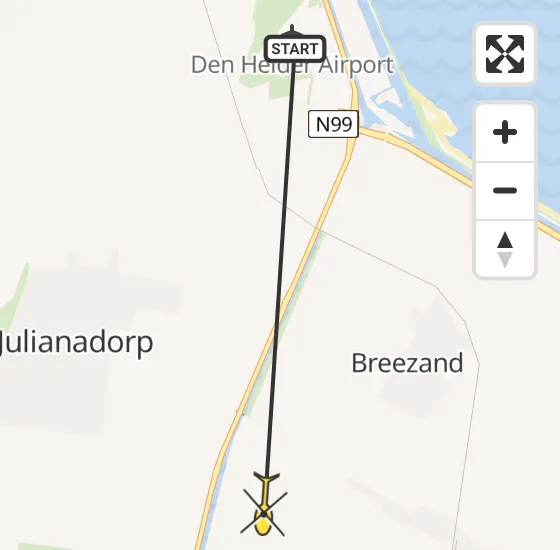 Vlucht Ambulancehelikopter PH-OOP van Vliegveld De Kooy naar Anna Paulowna op donderdag 25 april 2024 17:35