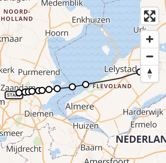 Vlucht Traumahelikopter PH-TTR van Amsterdam Heliport naar Dronten op vrijdag 26 april 2024 8:35