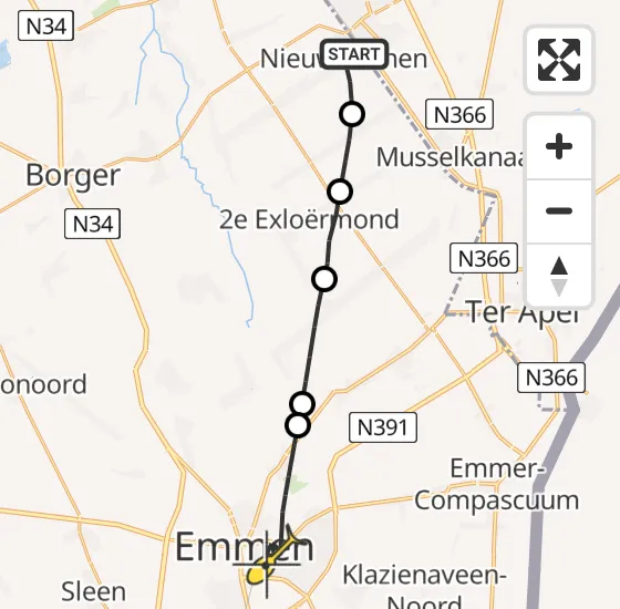 Vlucht Traumahelikopter PH-DOC van Nieuw-Buinen naar Emmen op vrijdag 26 april 2024 16:11