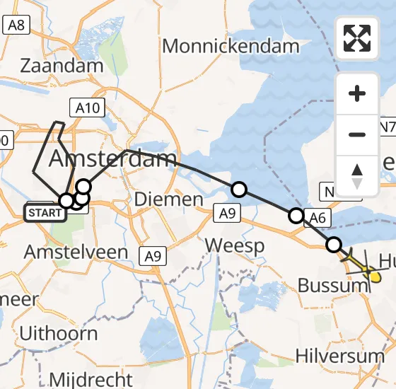 Vlucht Politiehelikopter PH-PXZ van Amsterdam naar Huizen op zaterdag 27 april 2024 10:02