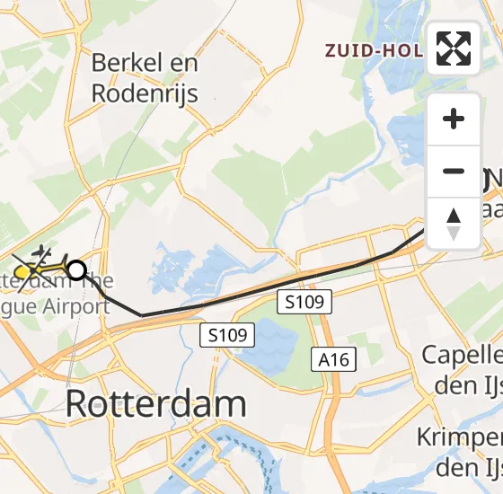 Vlucht Traumahelikopter PH-UMC van Rotterdam naar Rotterdam The Hague Airport op zaterdag 27 april 2024 11:06