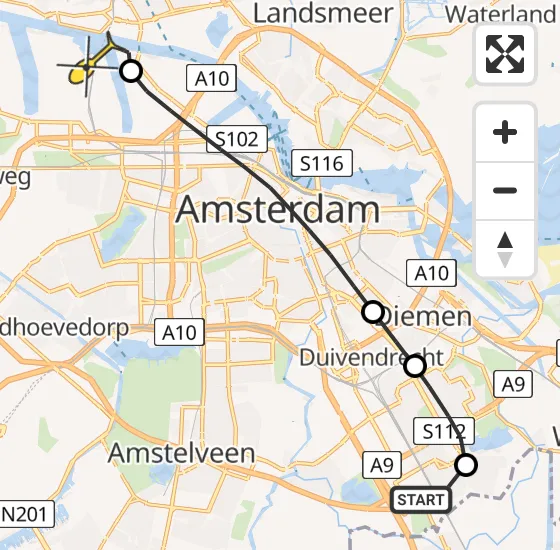 Vlucht Traumahelikopter PH-TTR van Academisch Medisch Centrum (AMC) naar Amsterdam Heliport op zaterdag 27 april 2024 11:19