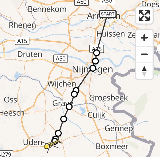 Vlucht Politiehelikopter PH-PXE van Arnhem naar Vliegbasis Volkel op zaterdag 27 april 2024 12:28
